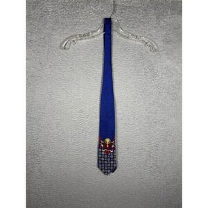 Istante Versace Mens Blue Silk Polka Dot Baroque Medusa Head Tie Made in Italy